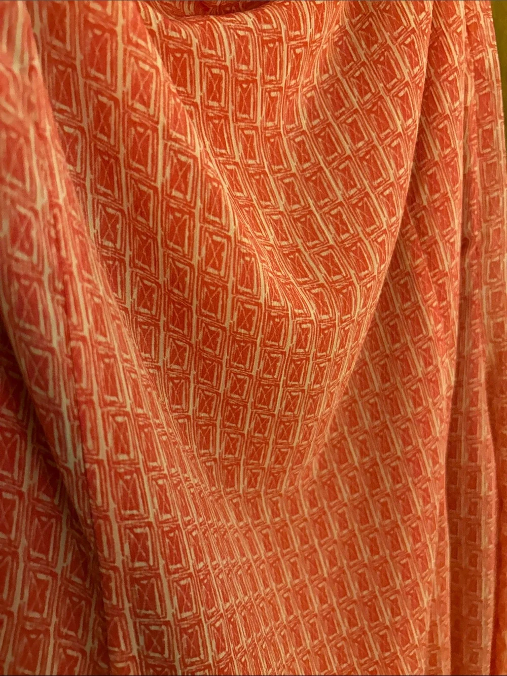 Coral Pink Patterned Slip Dress. Jones wear. 12. Great shape.